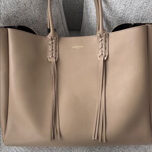 NWT - Lanvin Beige Leather Tote with Braided Detail
